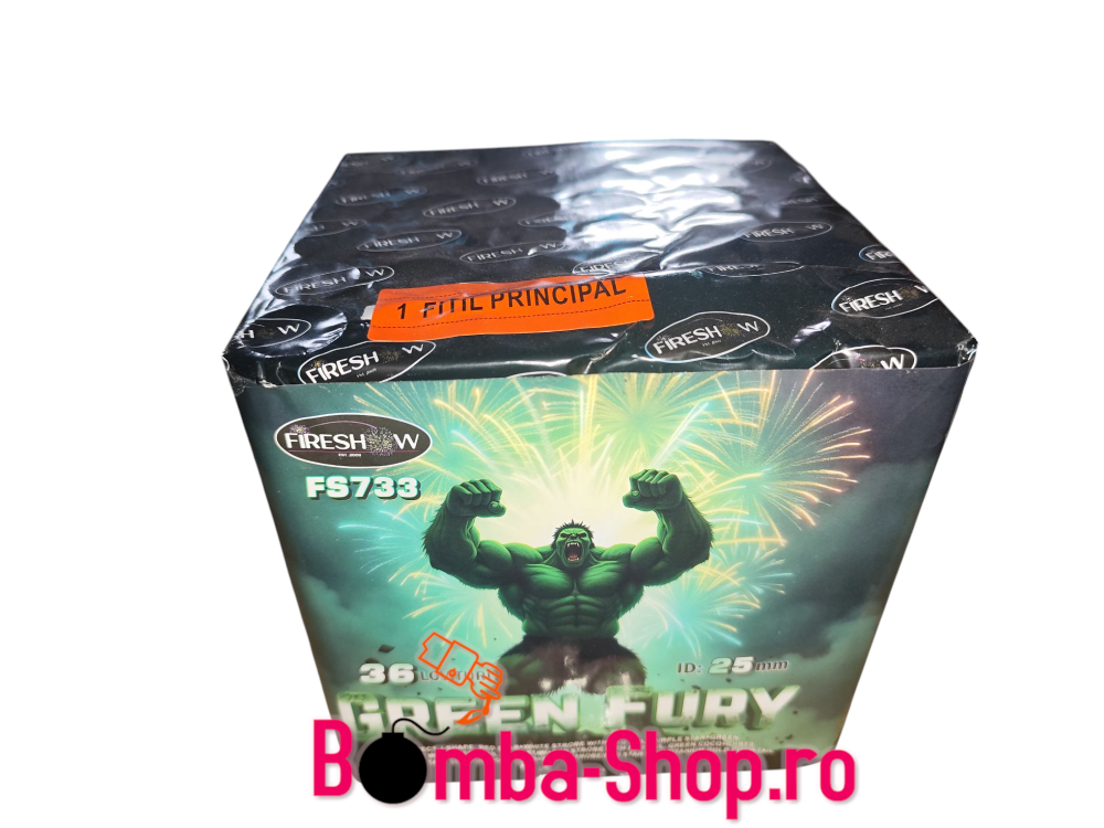 Baterie de Artificii - 36 foc, calibru 25mm - Green Fury (T1)